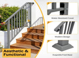 Silver Outdoor 3-Step Iron Handrail 22095406