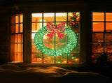 36in Pre-lit Outdoor Christmas Wreath Decoration, Lighted Metal Wreath with Red Bow, Remote Control 35600914