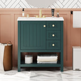 30inch Transitional Style Bathroom Vanity Cabinet Combo with Ceramic Sink WF320826AAF