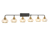 48" Modern 6-Light Vanity Wall Sconce - Black and Gold Bathroom Light Fixture with Clear Glass W1340P266140