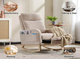 Modern Accent Rocking Chair Rocking Chair with Solid Wood Legs, Upholstered Nursery Glider Rocker, 94277054