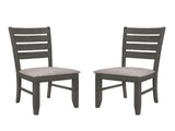 Set of 2 Dining Chairs with Fabric Upholstered Seat, Dark Grey B016P227268