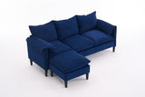Convertible Combination Sofa Sofa L-Shaped Sofa with Footstools with Storage, Blue Sofa for Living W2012P252427