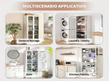 Metal Kitchen Pantry - 72" Tall Storage with 5 Adjustable Shelves, White Freestanding 19252477