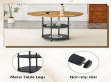47.3-inch diameter modern splicing circular dining table - double-layer storage, wood and black W1151P428201
