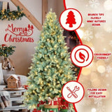 Artificial 7ft Blue green Tint Christmas Tree with 1845 PE/PVC Mixed Branch Tips, 500L warm white 67615630