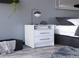 Eter Nightstand , End Table, Side Table Superior Top, Two Drawers -White B07091864
