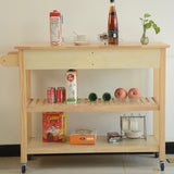 Kitchen Island & Kitchen Cart, Mobile Kitchen Island with Two Lockable Wheels, Rubber Wood Top, W42049334