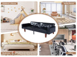 Modern PU Leather Futon Sofa with Tufted Backrest, Adjustable Reclining Couch with Wood & Metal 60542537