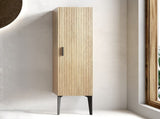 Emilia-14S Striped Matt Black Bathroom Side Cabinet, Freestanding Storage Cabinet for Modern W1865P284118