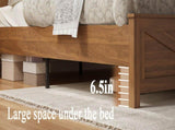 Queen size bed frame headboard with LED lights and charging station cushion platform bed frame, W636P566598