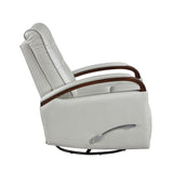 1pc Swivel Gliding Recliner Faux Leather Upholstered Solid Rubberwood Arms Luxurious Living Room B011P329245