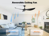 New Arrival 38-Inch Black Ceiling Fan Without Light,3 ABS Blades&Powerful DC Motor,1/4/8H Timer W934P339025