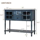 TREXM Sideboard Console Table with Bottom Shelf, Farmhouse Wood/Glass Buffet Storage Cabinet Living WF193444AAM