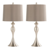 Ashland 27" Contemporary Metal Table Lamp in Brushed Nickel with Taupe Satin Shade from Grandview B202P224089