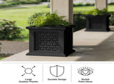 Outdoor Rattan Style Planter Box - 14.65-Inch Plant Pot, Black 34619346