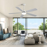 ZNTS indoor Modern 52 Inch Ceiling Fan With Dimmable 6 Speed Wind 5 Blades Remote Control Reversible DC W882P146291