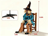 5.2FT Sitting Halloween Animatronic Scarecrow, Jump-Scare Moving Head with Creepy Sounds, Dual 79723593