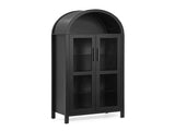 A high arched storage cabinet with a lamp, a modern retro-style wooden storage cabinet with 29334122
