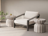 13" Modern Outdoor and Indoor Waterproof Coffee Table and Side Table Set, Durable MgO Cement Design, W757P332044