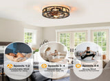 20 Inch Caged Flush Mount Ceiling Fan with Lights, Industrial Enclosed Metal Cage Fan, 6Speed W3816P585911