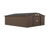 Large Metal Garden Shed, Outdoor Storage Shed with Double Locking Doors & Sloped Roof for Tools, 90388891