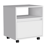 Austin Nightstand , End Table, Side Table Casters, Single Drawer-White B07092129
