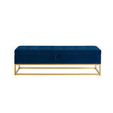 58.6" Bed Bench Metal Base with Storage Navy Blue Velvet W1097119561