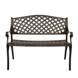 ZNTS 40.5" Outdoor Cast Aluminum Bench With Mesh Backrest Seat Surface 24289313