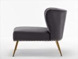 Printed Cloth Accent Chair, Armless Slipper Chair with Metal Legs, Modern Upholstered Side Chair for B2735P510457