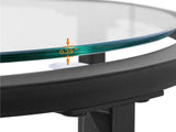 Round Metal and Glass Top Accent Table, Black 71502193