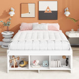 ZNTS Full Size Bed with Storage Case, 2 Storage drawers, Lengthwise Support Slat,White 13087519