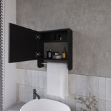 Pine Medicine Cabinet in Melamine With a Towel Bar And Included Mirror, Black B128P237173
