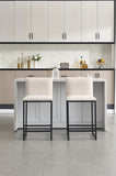 Modern Dining Chairs set of 2, Upholstered Linen cushions and backrest with minimalist craft iron W1249P257008