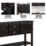 48'' Solid Wood Sideboard Console Table with 2 Drawers and Cabinets and Bottom Shelf, Retro Style W1202P263636