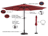 9FT Outdoor Patio Umbrella with Solar Lights and Tilt, Red 51262344