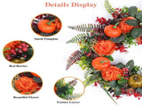 17.71 Inch Fall Artificial Wreath, PE Autumn Wreath with Pumpkins Berries and Leaves, Seasonal 44926603