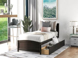 Twin size Platform Bed with Two Drawers, Espresso WF194280AAP