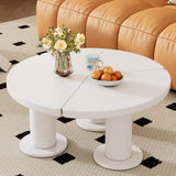 ON-TREND 39.4'' Easy Assembly Round Petal-Shaped Coffee Table, Cream Style Center Table with 3 N721P190396K