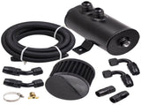 Baffled Engine Oil Catch Can 0.75L Twin Port AN10 3M Hose Fitting Kit Universal 96211535