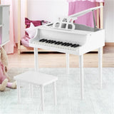 White Kids Piano 30-Key Wood Toy Kids Grand Piano with Bench and Music Rack 66135554