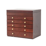 ZNTS Large Jewelry Organizer Wooden Storage Box 6 Layers Case with 5 Drawers, Brown 17065798