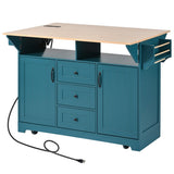 K&K 55.7'' Large Kitchen Island with 2 Drop Leaf,, Rolling Kitchen Cart on 5 Wheels with Power N707P186617E