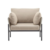 36" Beige Iron Lounge Chair with Rope Weave Design and Plush Cushions, Perfect for Indoor and N767P237035G