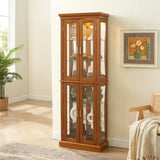 Curio Cabinet Lighted Curio Diapaly Cabinet with Adjustable Shelves and Mirrored Back Panel, W1693P154580