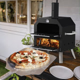 ZNTS Outdoor Pizza Oven Wood Fired 2-Layer Pizza Ovens Outside Pizza Maker with Stone, Removable Cooking 87975879