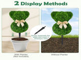 2 Pack Whimsical Bear Topiary Trees Artificial Boxwood Greenery with Golden Bows for Indoor Outdoor 24860070