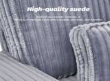 Gray Deep Seat Corduroy Armchair with Brushed Stainless Steel Cup Holder and Decorative Pillow, Cozy 56067805