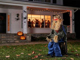 4.5ft Halloween Sitting Scarecrow Decoration with Red Light-Up Eyes, Sound-Activated Head Movement & 14917583