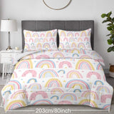 Rainbow Pattern Comforter Set for Women Pink and Yellow Rainbow Star Comforter 3 Piece with 2 Pillow 37361918